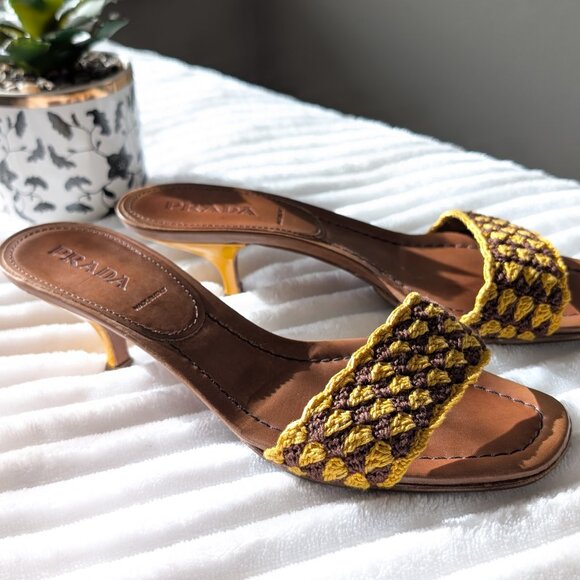 Prada Sandals Brown / Yellow Size 37 - Picture 1 of 7